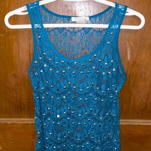 Blue Lace Overlay Tank